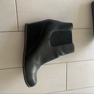 Leather Wedge Booties